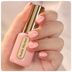 Double Rhythm gel de uñas, botella dorada redonda, brillo elegante para uñas.