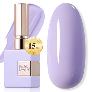 Double Rhythm gel uñas 15 ml en púrpura lila, color puro para manicura uniforme.
