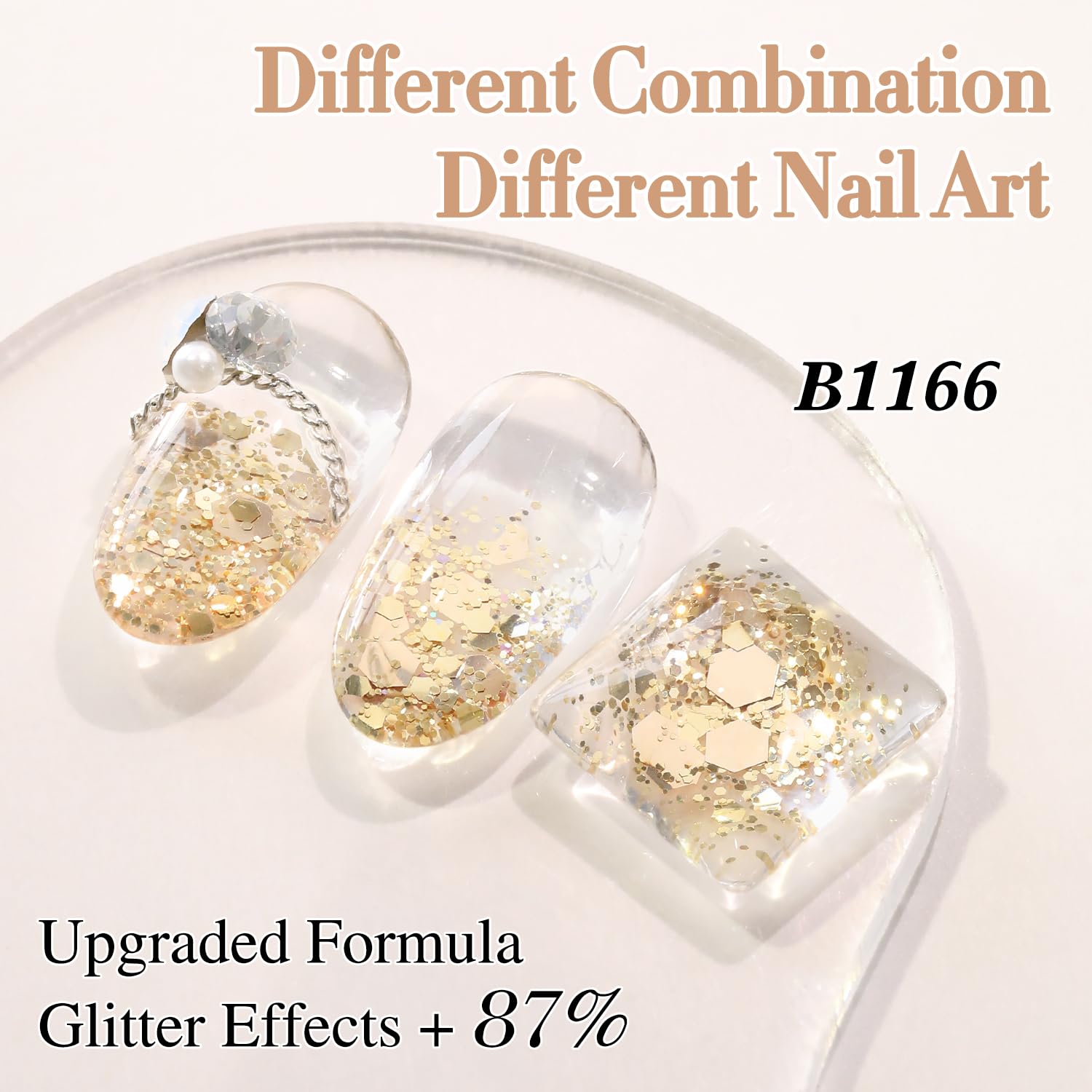 Double Rhythm gel de uñas con efecto reflectante dorado para looks festivos
