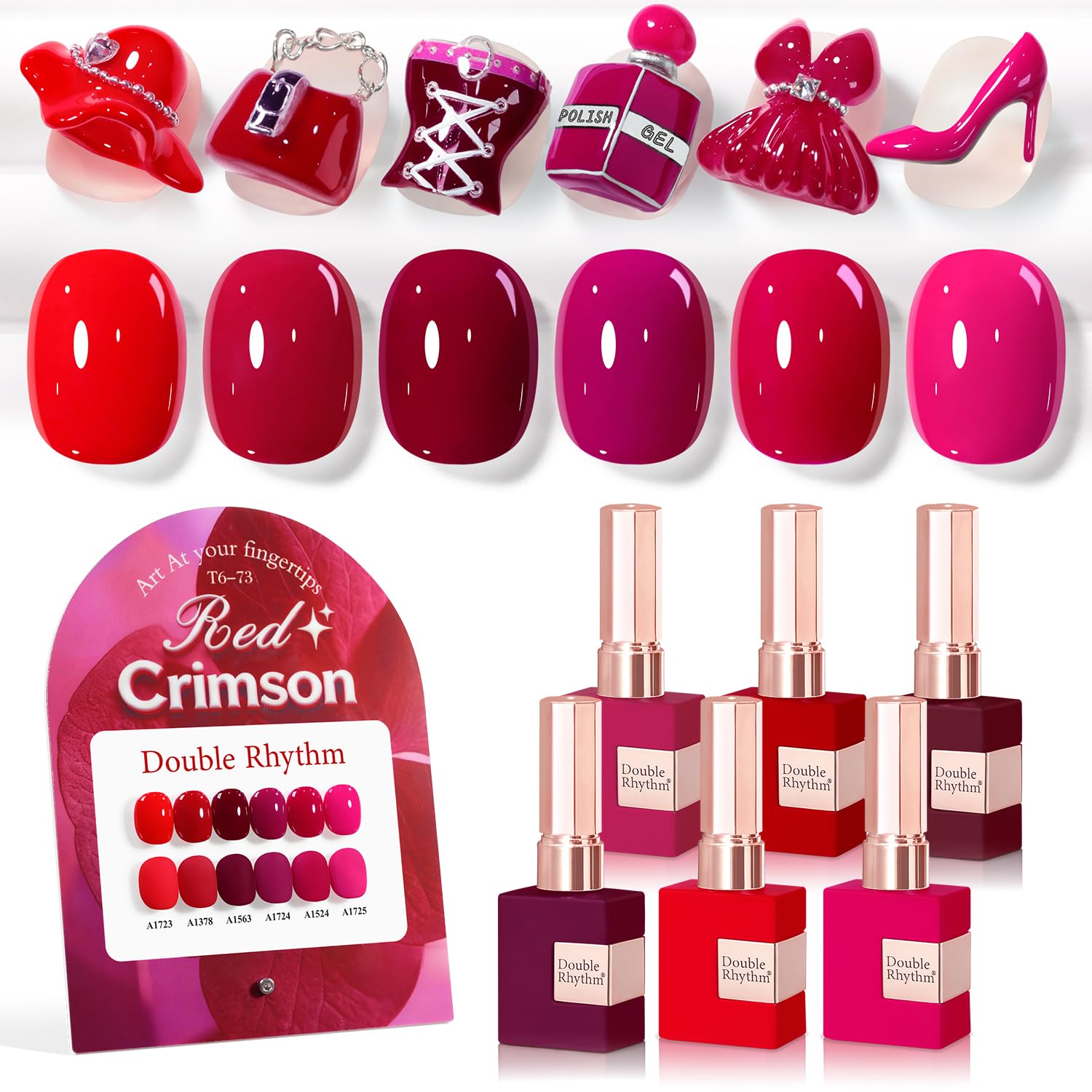 Double Rhythm gel uñas color rojo cereza, acabado liso y brillante