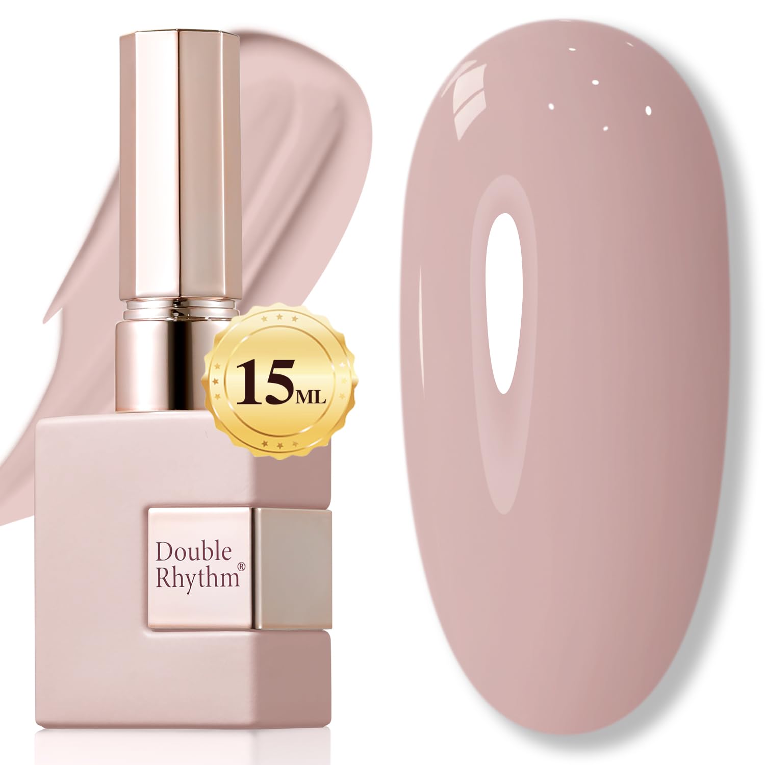 Gel polish Double Rhythm Milky Khaki en botella, color uniforme y brillo duradero.