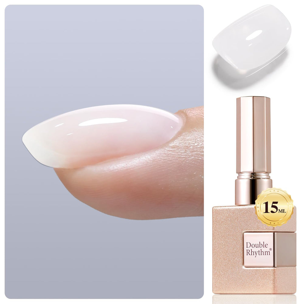 Double Rhythm Milky White Gel: uñas en botella, acabado uniforme y suave.