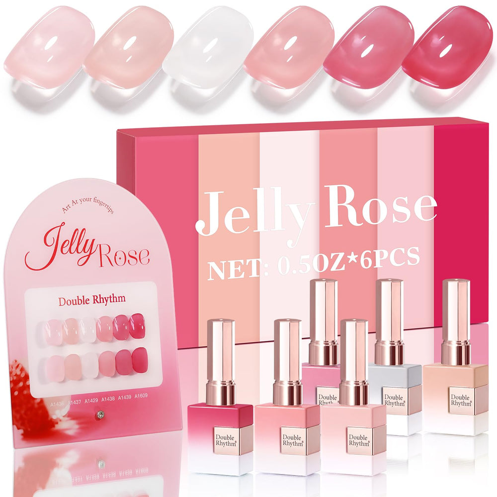 Double Rhythm: conjunto de 6 esmaltes gel de 15 ml, ideal para crear looks variados.