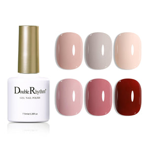 Double Rhythm conjunto esmalte gel nude pastel con 6 colores para uñas duraderas.