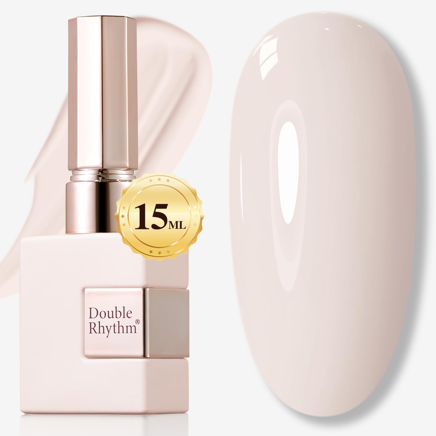 Double Rhythm esmalte gel 15 ml, botella visible, color consistente para manicuras duraderas