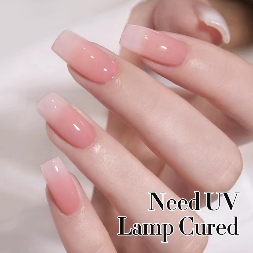 Double Rhythm gel Uñas Jelly Rose Pink, segunda capa, efecto jelly más intenso y brillante.