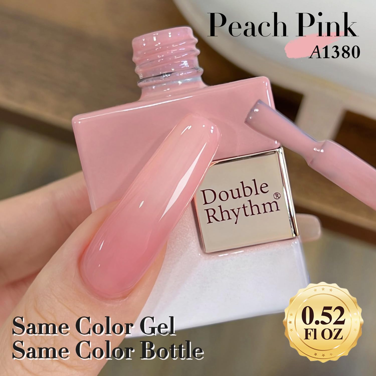 Double Rhythm gel Uñas Jelly Rose Pink, fórmula sin toxinas y olor suave para uñas sanas.