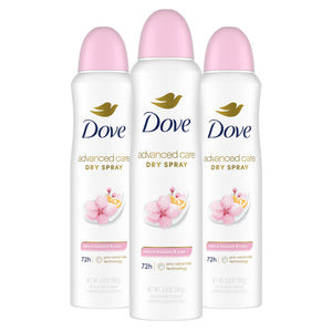 Dove Advanced Care Sakura Blossom & Yuzu dry spray mist for quick, long-lasting freshness.