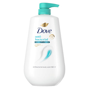 Dove antibacteriano, jab&oacute;n con bomba, limpieza suave y protecci&oacute;n diaria.