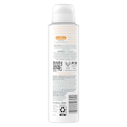 Dove spray desodorante en aplicación rápida para uso diario