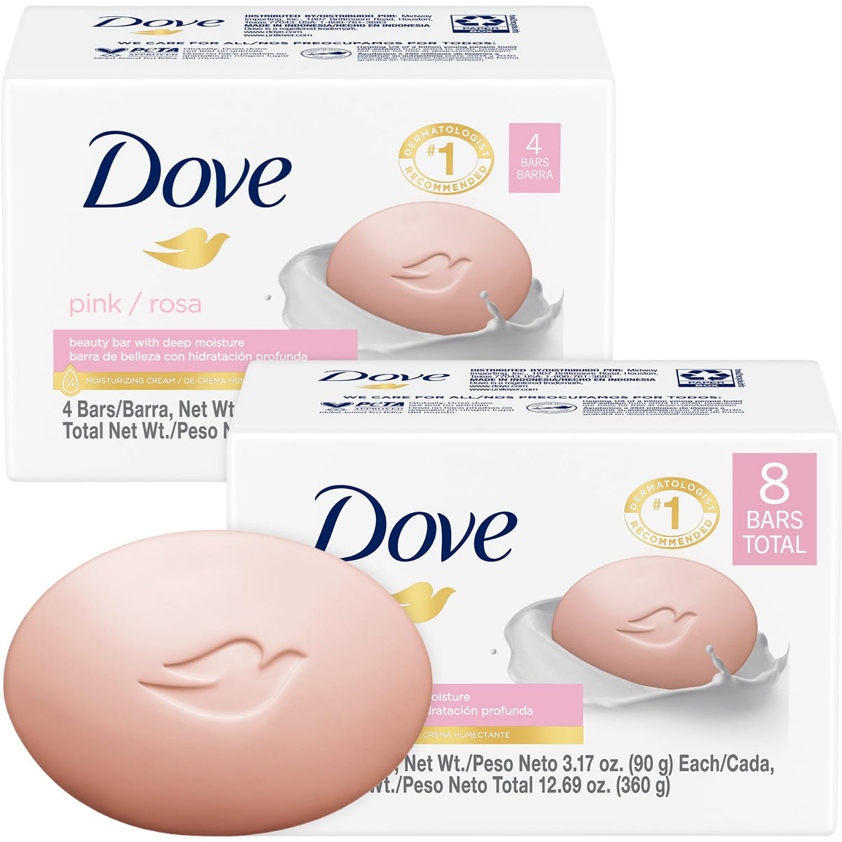 Dove Barra Rosa 2-pack, barra-jabon-rosa-2-pack, hidrata la piel durante la ducha
