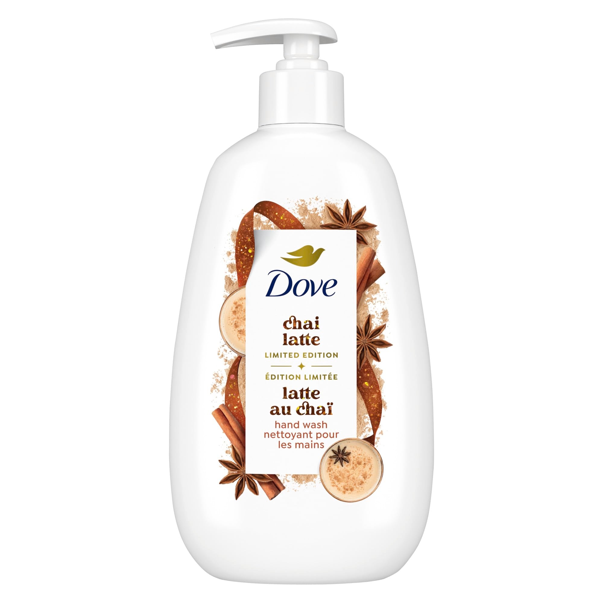 Dove, botella de gel chai especiado para manos suaves y limpias