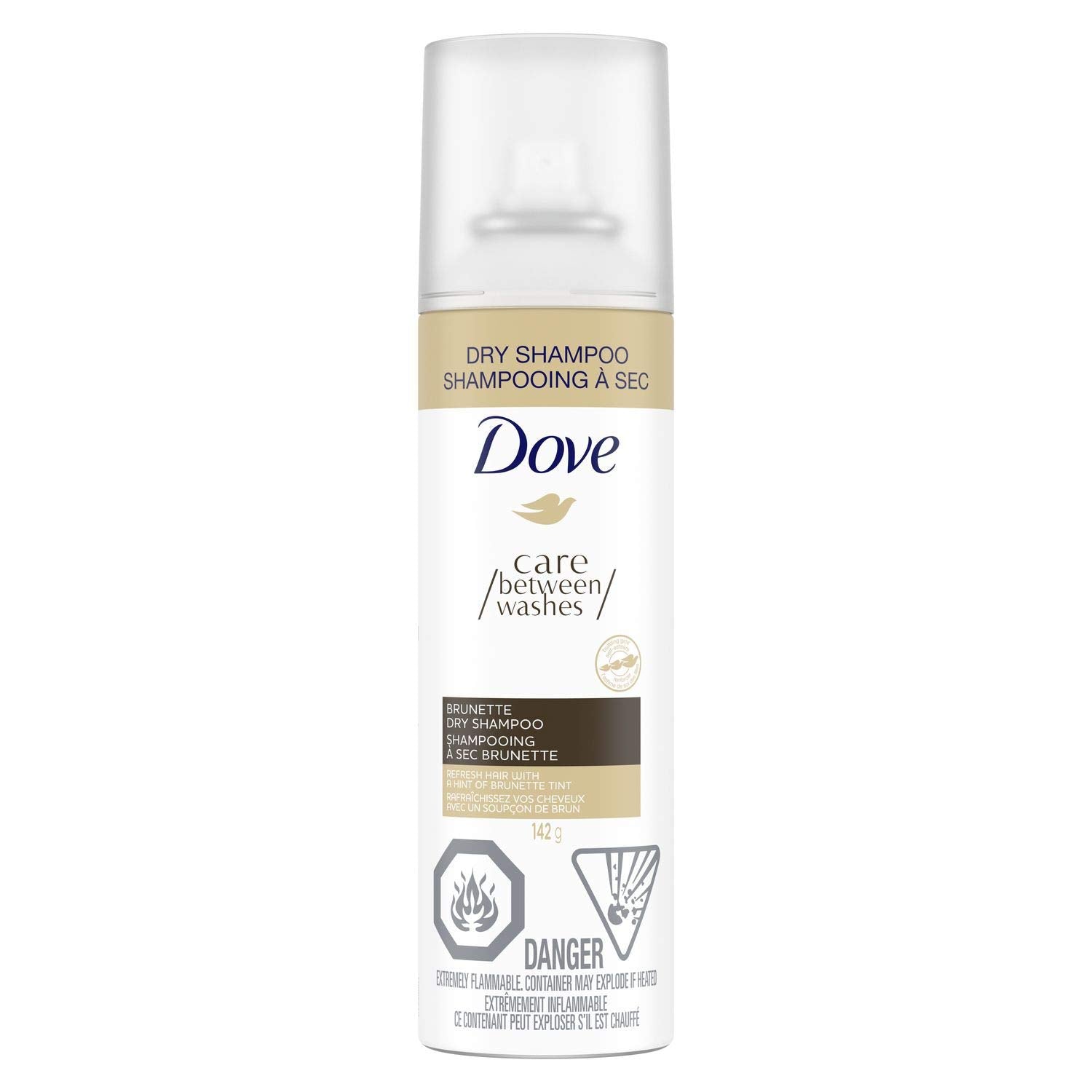 Dove Care Between Washes Dry Shampoo en botella, listo para uso rápido entre lavados.