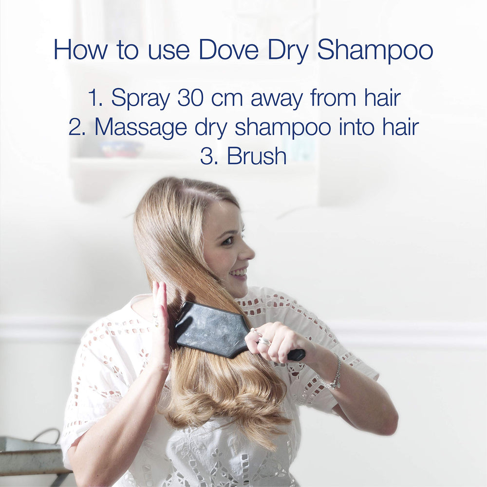 Dove Care Between Washes Dry Shampoo da volumen y impulso al cabello.