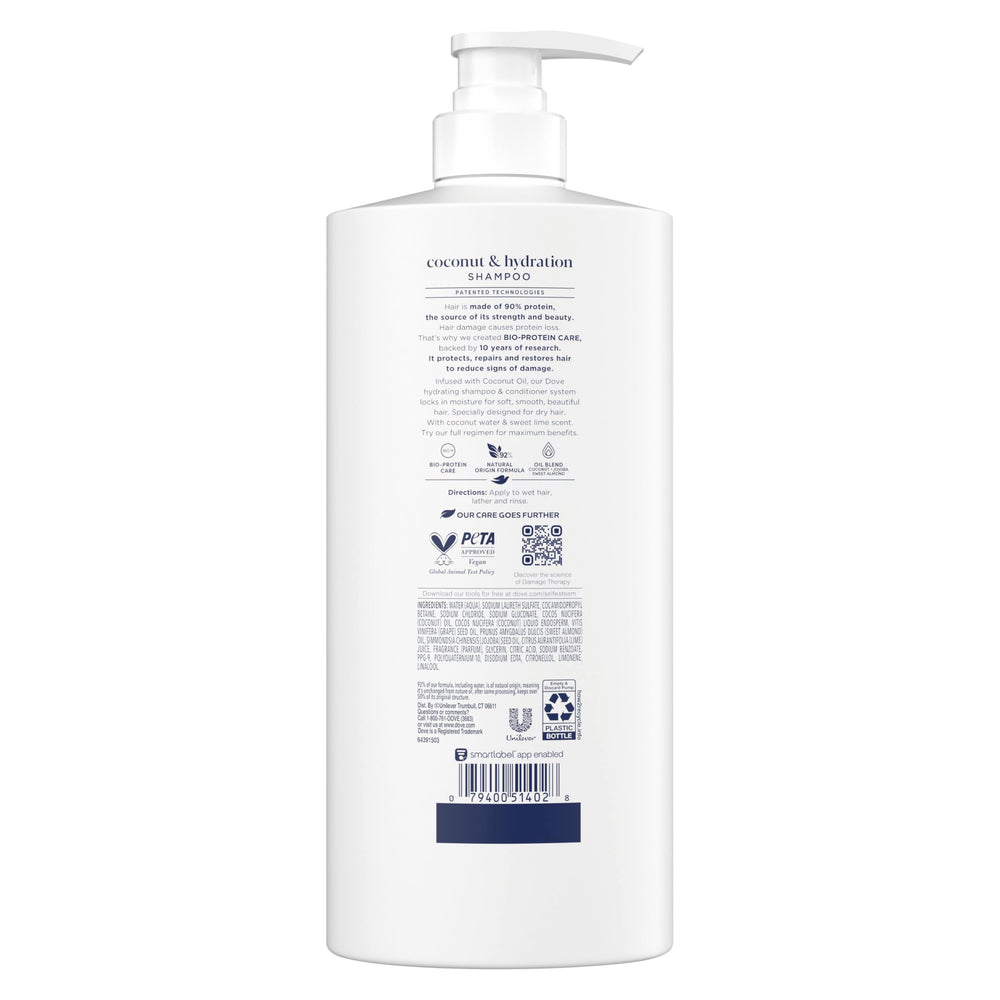 Dove Champú Coco Hidratación - espuma: limpia suave y sin resecar.