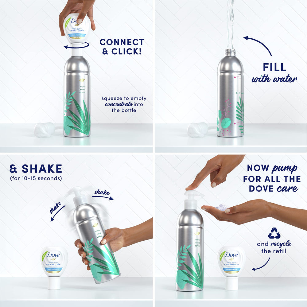 Dove Concentrado hidratacion diaria listo para mezclar con agua.