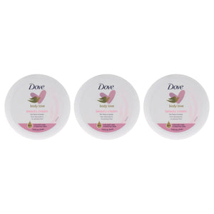 Dove crema rosa, paquete de tres frascos para hidratación suave.