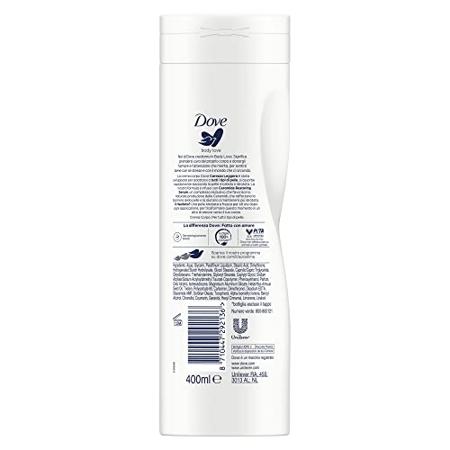 Crema corporal Dove con textura rica para piel suave y nutrida.