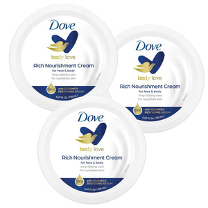 Dove Crema Nutritiva, textura sedosa para piel seca y suave.