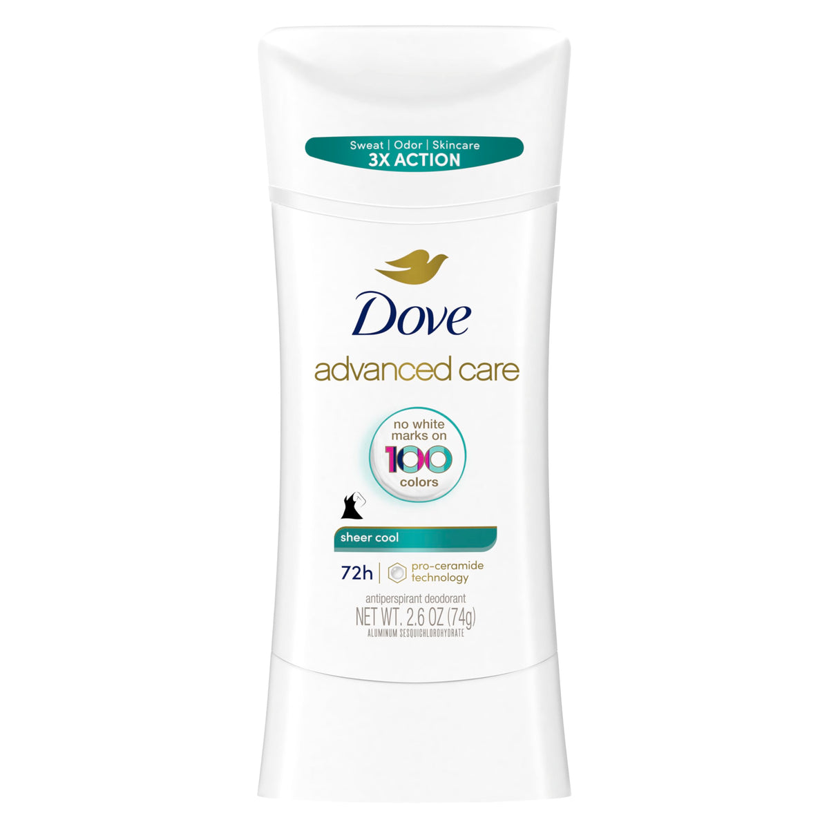 Dove Cuidado Avanzado barra desodorante Frío Transparente, aplicación suave para uso diario