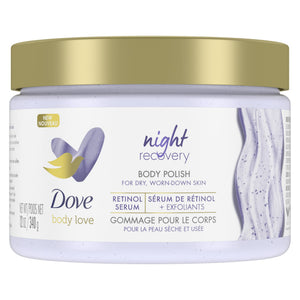 Dove Body Love Night Recovery exfoliante de cuerpo con retinol para piel suave