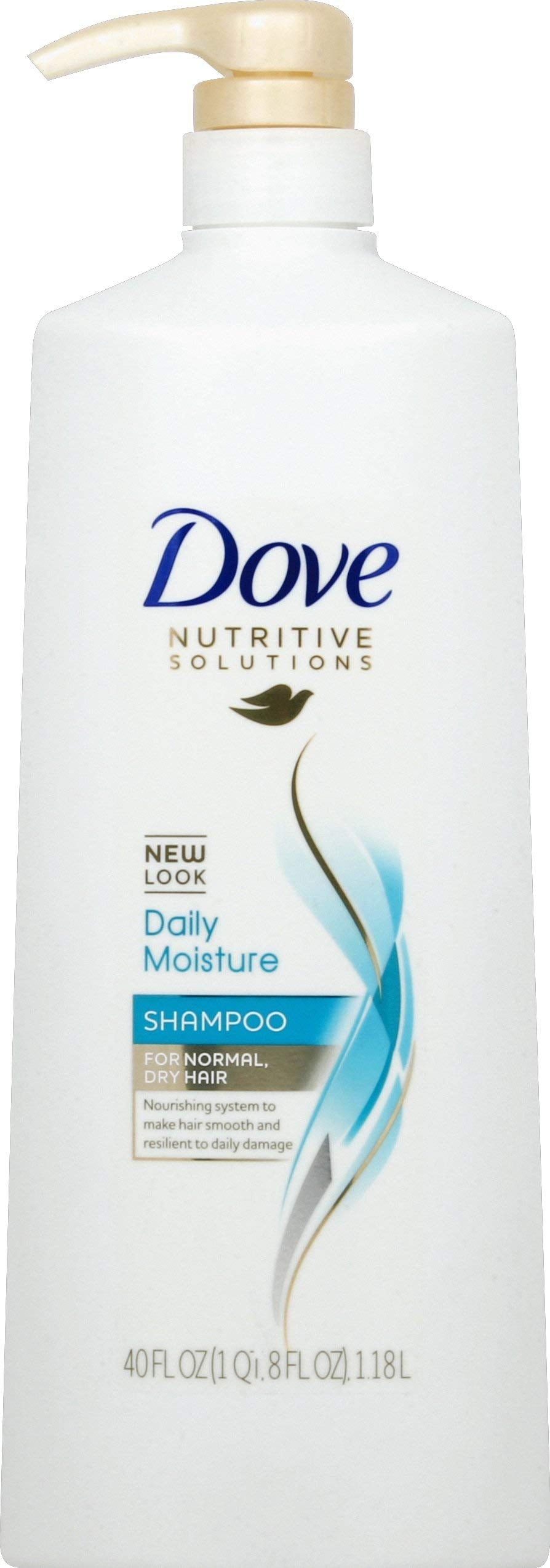 Dove Damage Therapy Champú diario, botella en primer plano ofrece cabello suave gracias a la hidratación