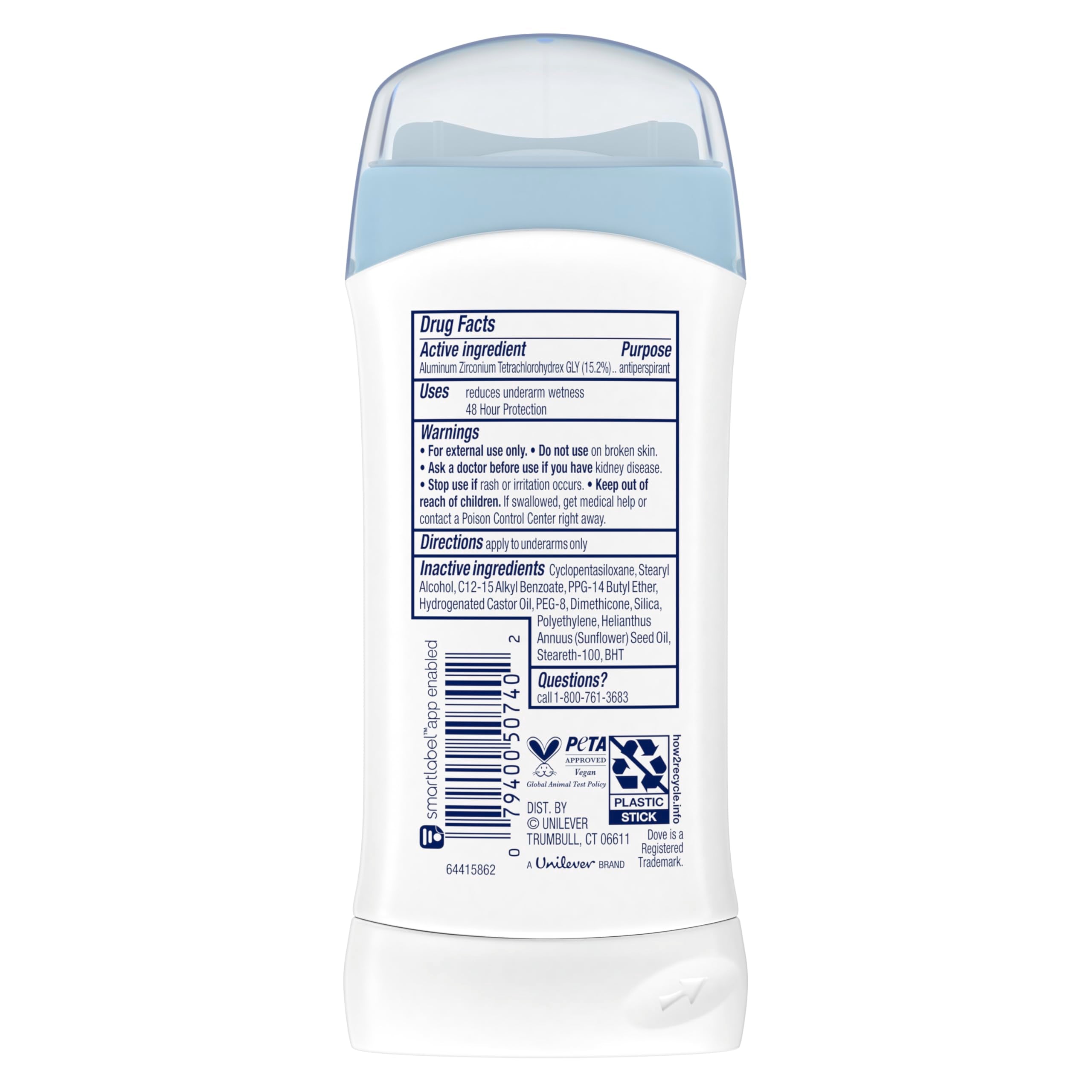 Dove Desodorante Invisible Solid, fragancia ligera para uso diario