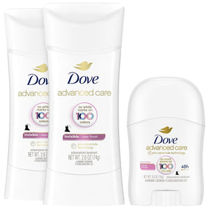 Dove desodorante para mujer, pack 2 barras y viaje, acabado claro.