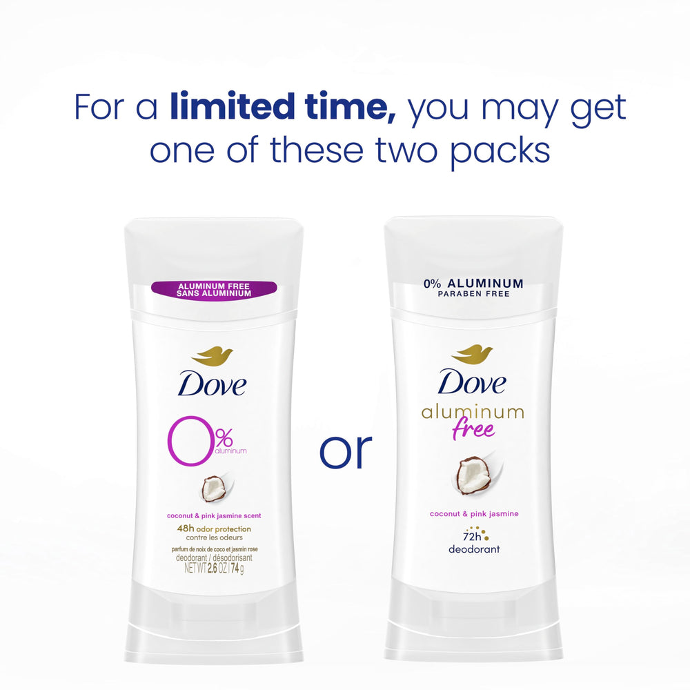 Dove desodorante sin aluminio en tres unidades para viaje.