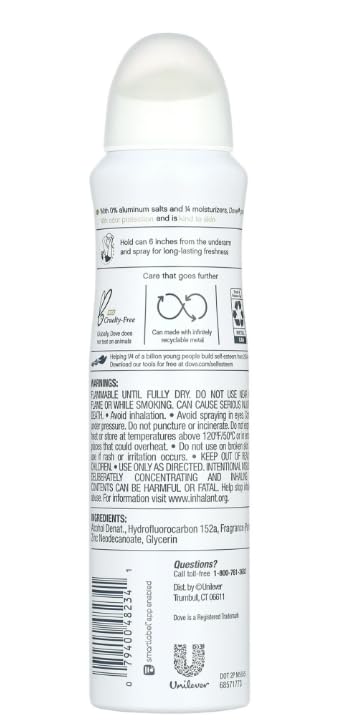 Desodorante Dove sin aluminio con protección 48 horas y fragancia suave.