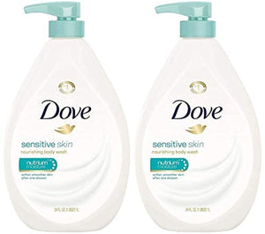 Dove gel de baño para piel sensible con bomba, suave limpieza diaria.