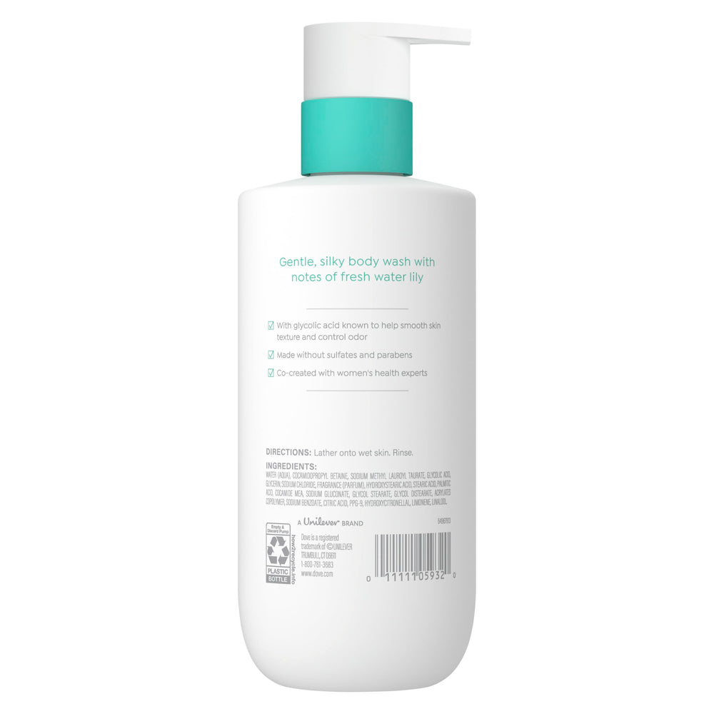 Dove Glycolic Serum Wash, espuma sedosa, exfoliación suave para piel más suave.