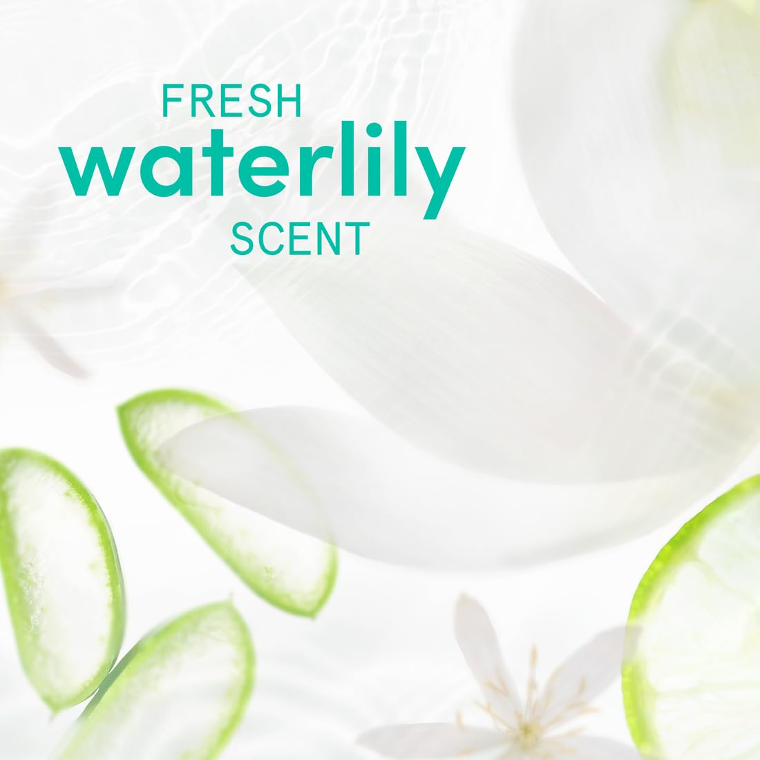 Dove Glycolic Serum Wash, fragancia Fresh Waterlily, aroma fresco y ligero.
