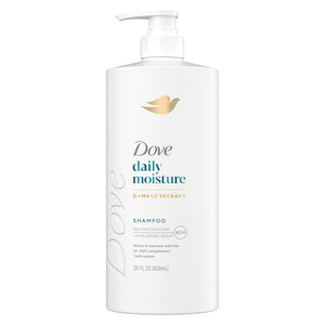 Dove Champú Hidratación Diaria en botella muestra suavidad desde el primer lavado.