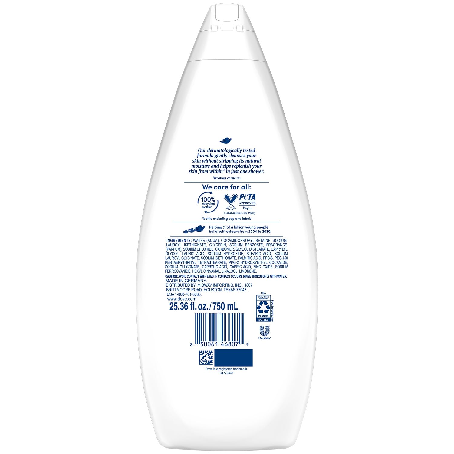 Dove Hidratante Gel de Ducha: espuma cremosa que deja la piel suave.