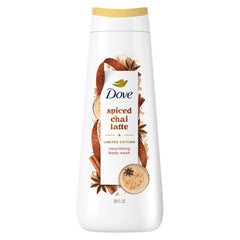 Dove limpiador corporal con aroma te especiado en botella, ideal para duchas reconfortantes