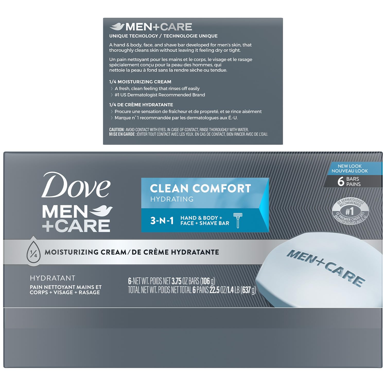 Dove Men+Care barra con crema hidratante para piel cómoda