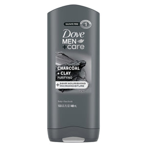 Dove Men+Care Carbón Purificante y Arcilla en botella, limpieza suave.