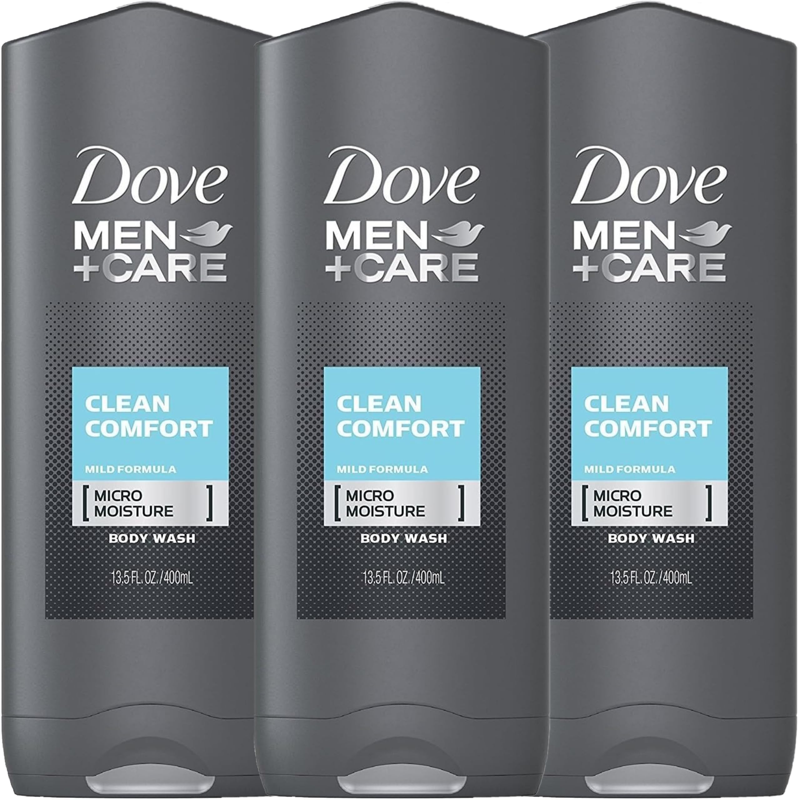 Dove Men+Care Clean Comfort, botella de gel para piel hidratada y fresca tras la ducha.