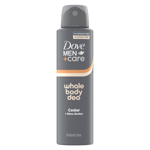 DOVE MEN + CARE desodorante para cuerpo entero en frasco, protección diaria sin aluminio.