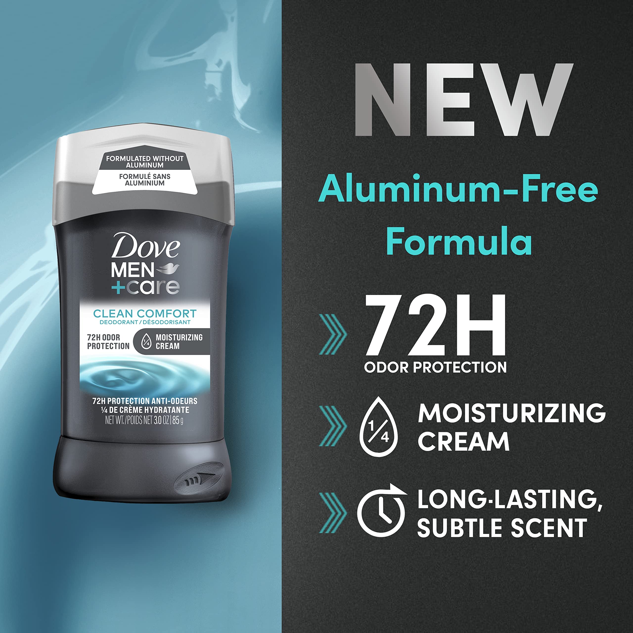 Desodorante Dove Men+Care con crema hidratante cuida la piel.