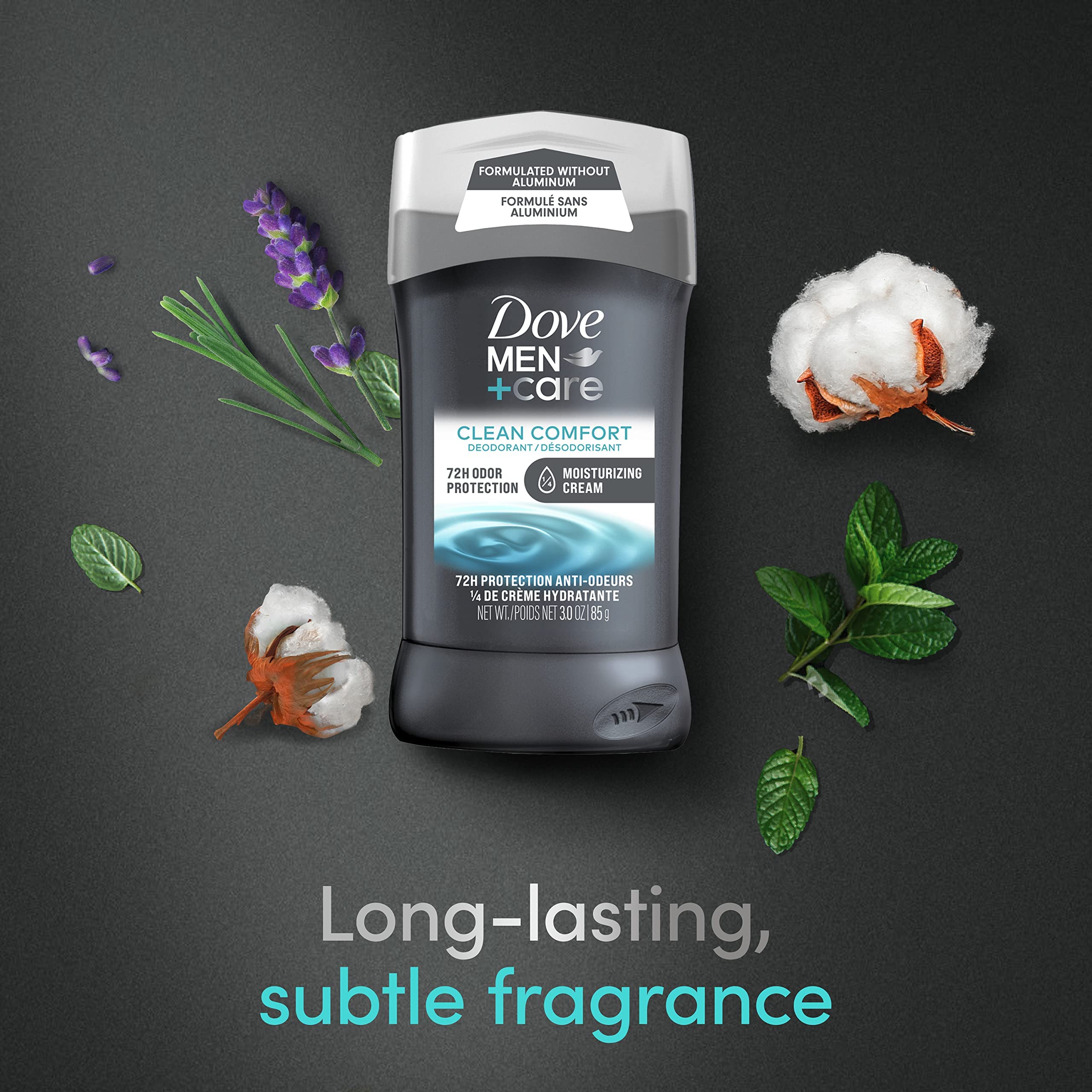Fragancia sutil de Dove Men+Care que permanece todo el día.