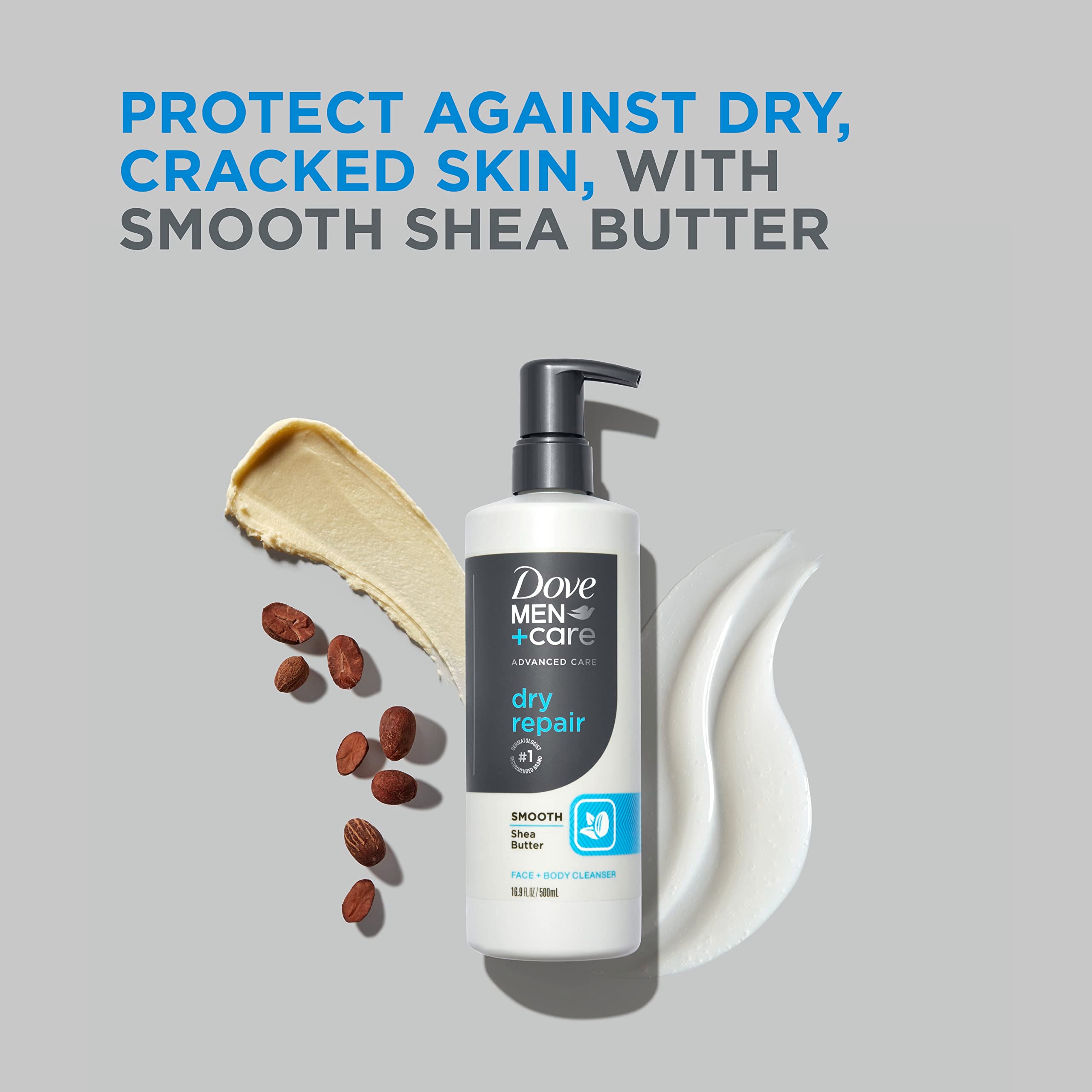 DOVE MEN + CARE, hidratación triple acción para piel seca tras la ducha.