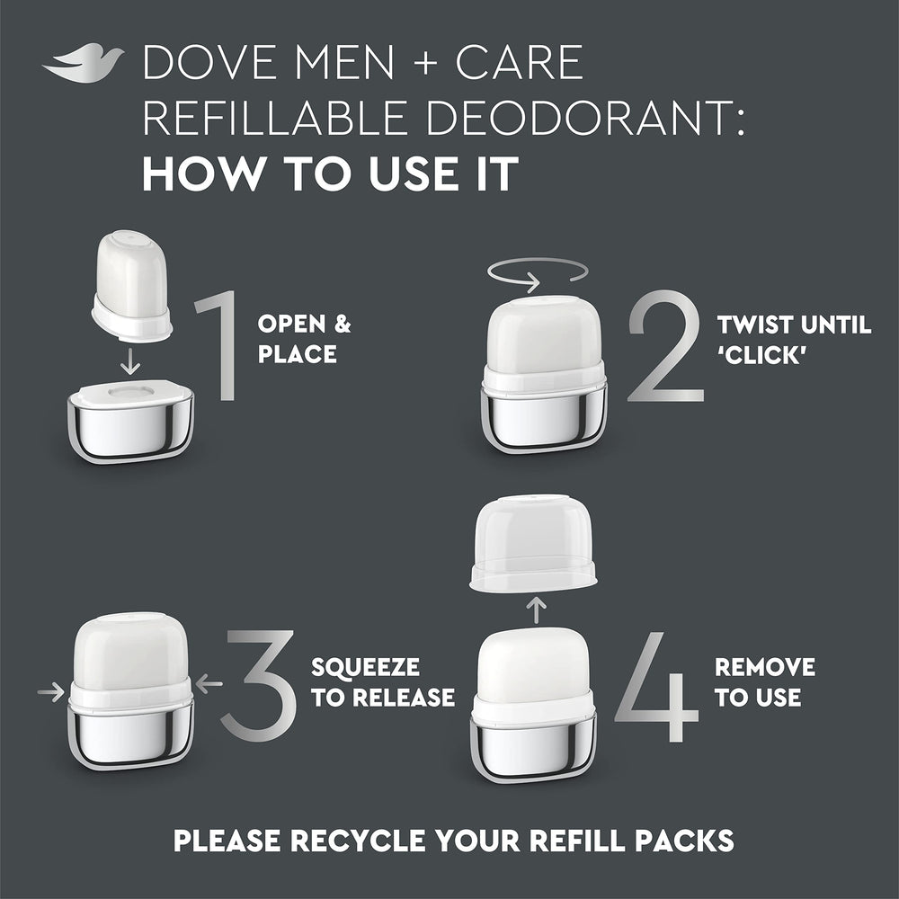 Recargas con 98% plástico reciclado para DOVE MEN + CARE.