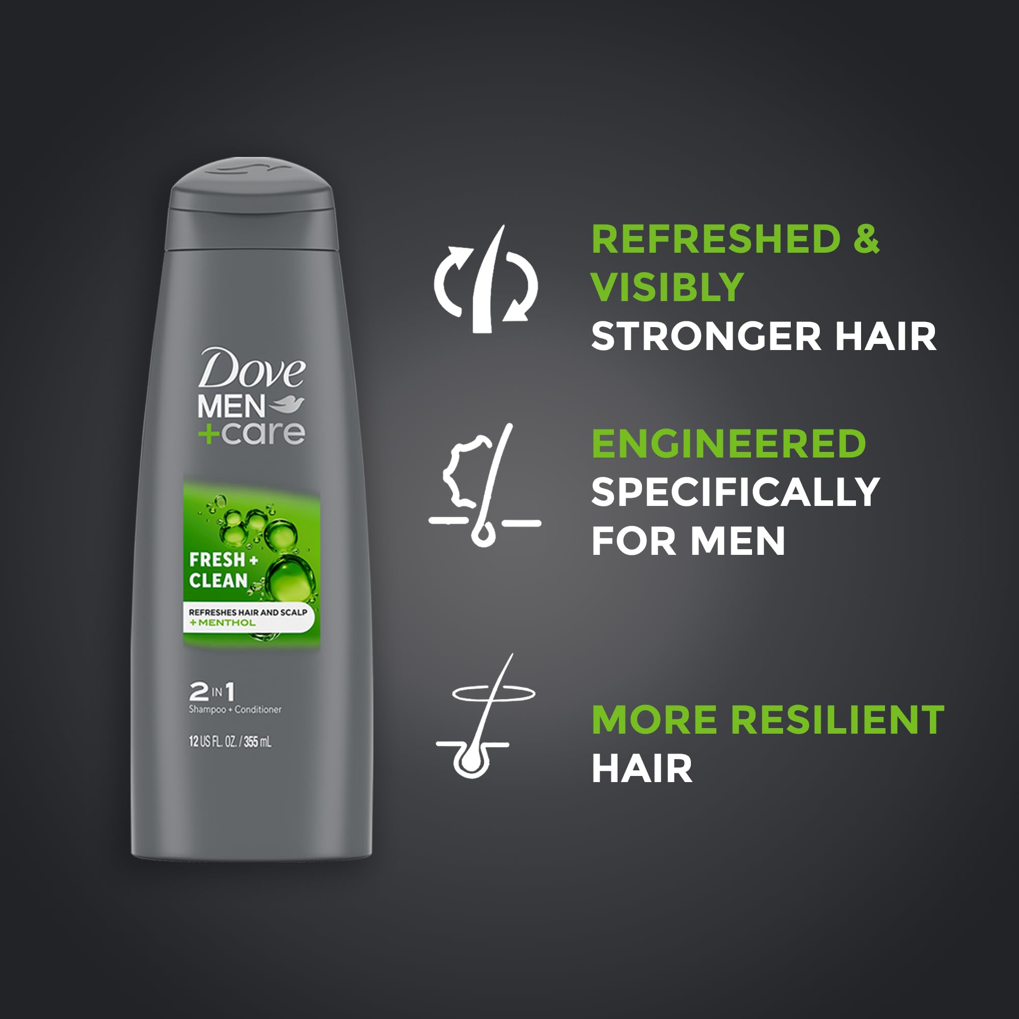 Champú y acondicionador 2 en 1 Fresco y Limpio Dove Men+Care para energía capilar