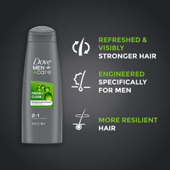 Champú y acondicionador 2 en 1 Fresco y Limpio Dove Men+Care para energía capilar