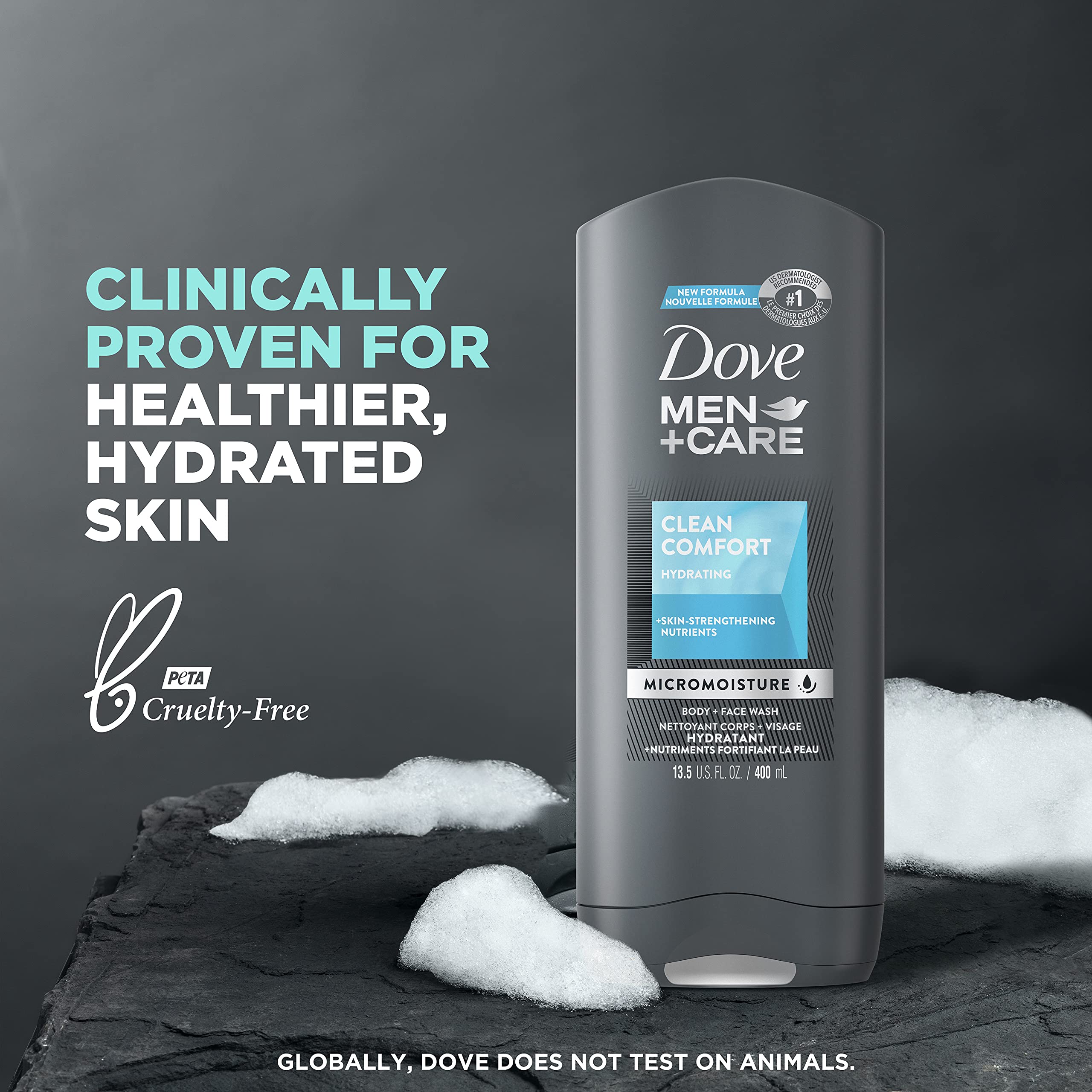 Dove Men+Care textura cremosa del gel para rostro y cuerpo en bote