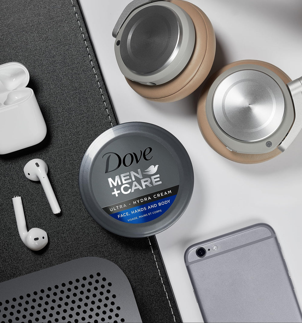 Dove Men+Care Ultra Hydra cuidado diario para rostro, manos y cuerpo.