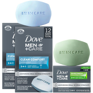 Dove Men+Care Clean Comfort: barra en cajas dobles, hidratación suave para piel