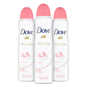 Dove Rose Petals dry spray application underarm protection.